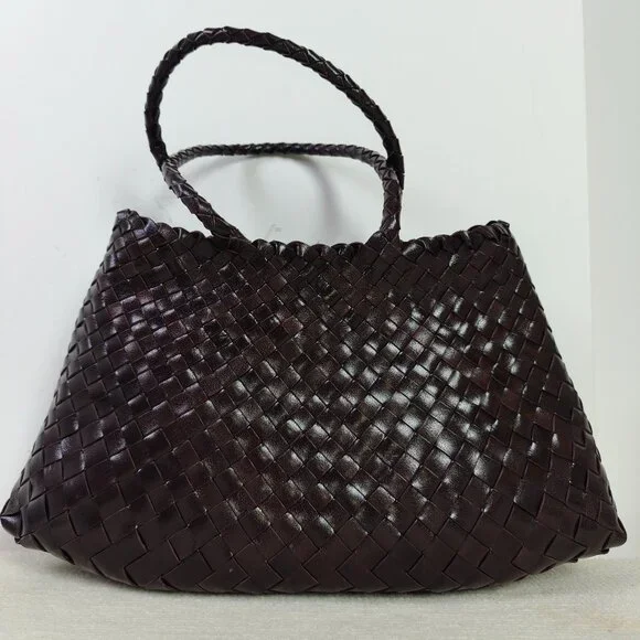 Dragon Diffusion Santa Croce big woven leather bag in dark brown - Picture 4 of 11